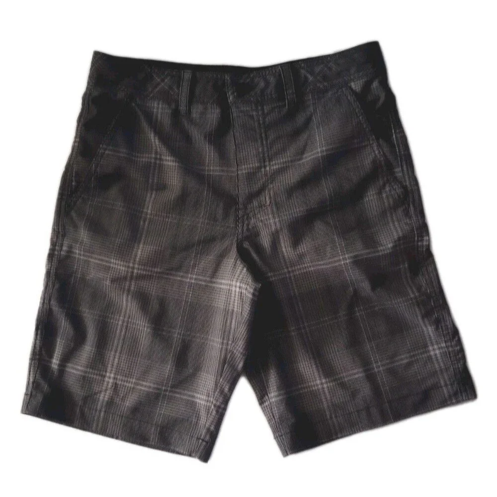 Mossimo Supply Co Hybrid Black Plaid Swim Trunks Board Shorts sz 30 Men Swimwear